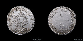 Argentina. Cordoba. 1/2 Real 1850. CJ 60.2.1