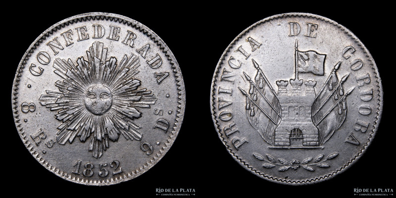 Argentina. Córdoba. 8 Reales 1852. Plata 750; 37.5mm; 26.01g. CJ 63.1.7 (A7-R1);...