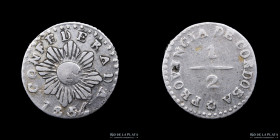 Argentina. Cordoba. 1/2 Real 1854. CJ 70.1.1