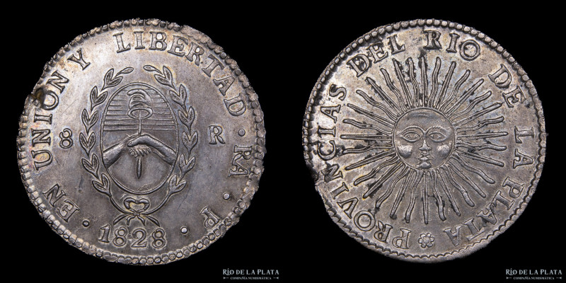 Argentina. Provincia de La Rioja. 8 Reales 1828 P (Manuel Piñeyro), Plata 875, 3...