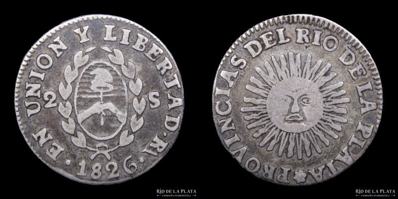 Argentina. La Rioja. 2 Soles 1826 RA. Plata 875, 25.0mm; 6.37g. CJ 44.1.8 (A4-R7...