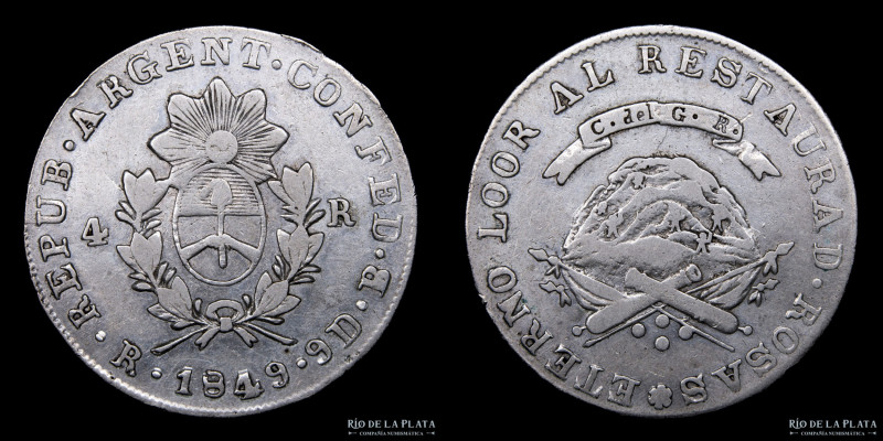 Argentina. La Rioja. 4 Reales 1849 B (José Barros). Plata 750; 32.5mm; 13.33g. C...