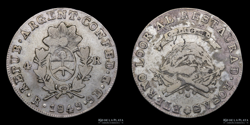 Argentina. La Rioja. 4 Reales 1849 B (José Barros). Plata 750; 33.0mm; 13.17g. C...