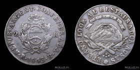 Argentina. La Rioja. 2 Reales 1843 B. Rosas. CJ 65