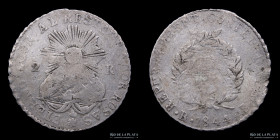 Argentina. La Rioja. 2 Reales 1844 B. Reverso medalla CJ 66.3