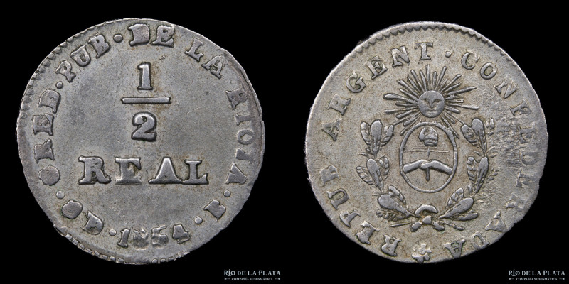 Argentina. La Rioja. 1/2 Real 1854 B (José Barros). Plata 875; 16.5mm; 1.59g. CJ...