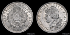 Argentina. 50 Centavos 1883. Medio Patacon. CJ 17