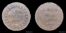 Bolivia. 2 Centesimos 1864. Potosi. KM148