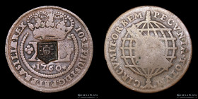 Brasil. Jose I. 40 Reis 1760 Carimbo 80 Reis 1809. KM287