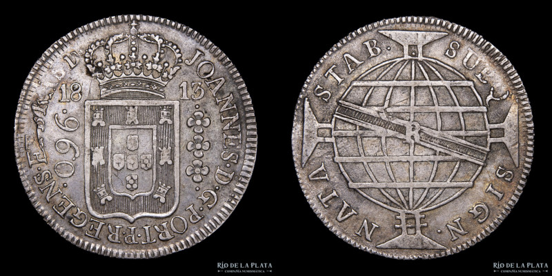 Brasil. Joao VI (1799-1816) 960 Reis 1813 sobre 8 Reales. Plata 896; 39mm; 26.79...