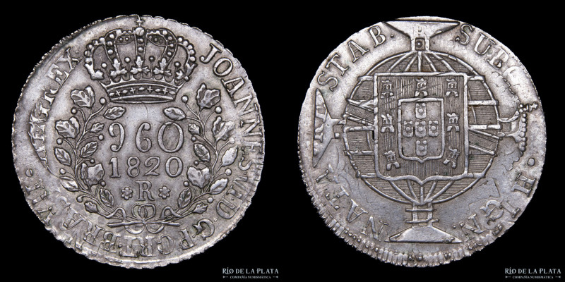 Brasil. Joao VI (1799-1816) 960 Reis 1820. Sobre Fernando VII. Plata 930; 41mm; ...