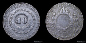 Brasil. Pedro I. 80 Reis 1830 R. Carimbo 40 Reis 1835. KM444.1