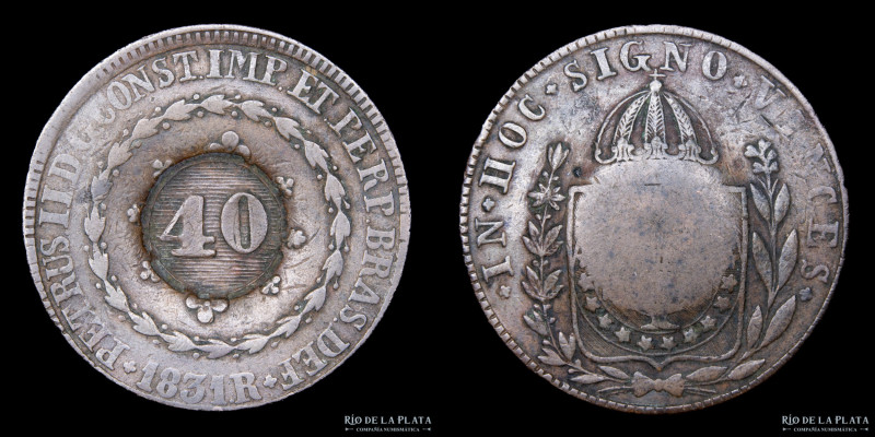 Brasil. Pedro I (1822-1831) 80 Reis 1831 R. Ceca de Rio de Janeiro. Contramarca ...