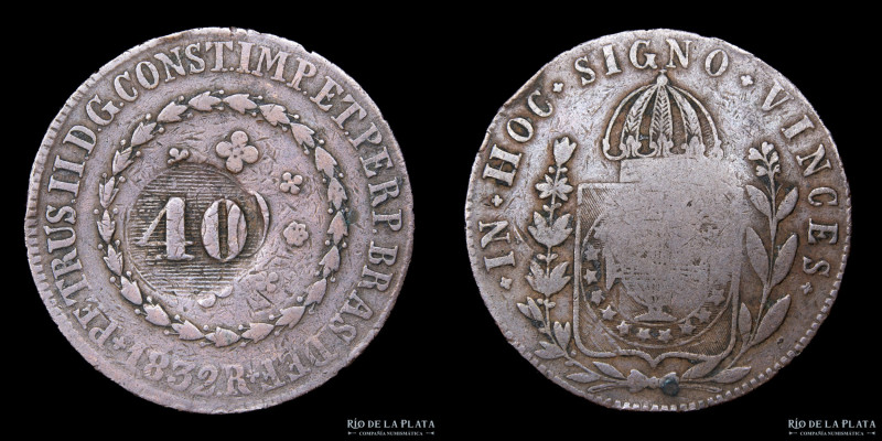 Brasil. Pedro II (1831-1889) 80 Reis 1832 R. Ceca de Rio de Janeiro. Contramarca...