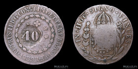 Brasil. Pedro II. 80 Reis 1832 R. Carimbo 40 Reis 1835. KM446