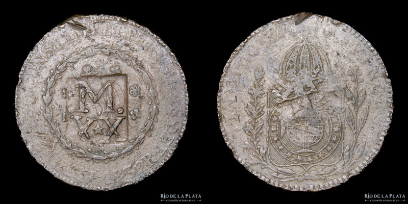 Brasil. Pedro II (1831-1889) 80 Reis 1832 R. Ceca de Rio de Janerro. Contramarca...