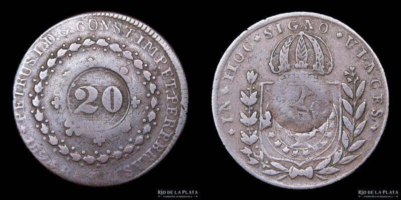 Brasil. Pedro I (1822-1831) 40 Reis 1824 R. Ceca de Rio de Janeiro. Contramarca ...
