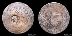 Brasil. Pedro I. 40 Reis 1825 C. Carimbo 10 Reis. Rara. KM364.1