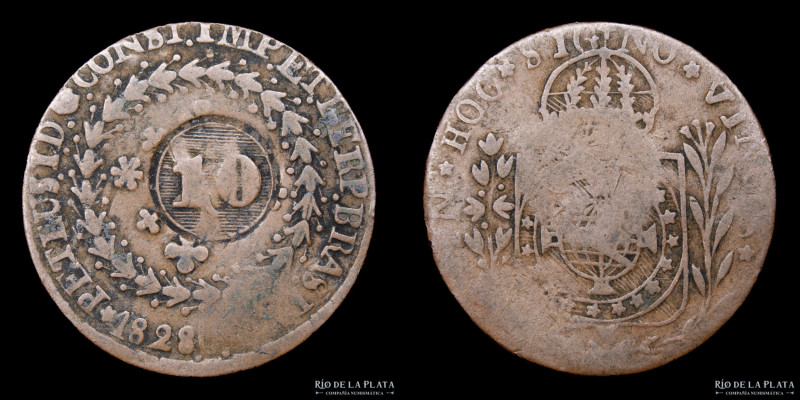 Brasil. Pedro I (1822-1831) 20 Reis 1830 B. Ceca de Bahia. Contramarca 10. Reval...