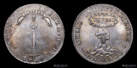 Chile. 1 Peso 1817 FJ. Volcano. KM82.2