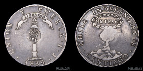 Chile. 8 Reales 1834 IJ. Resello de Filipinas. KM108