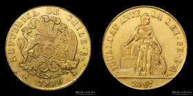 Chile. 8 Escudos 1850 LA. KM105