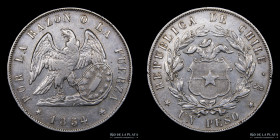 Chile. 1 Peso 1854. Peso Montt. KM129
