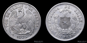 Chile. 1 Peso 1875. KM142.1