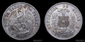 Chile. 1 Peso 1880. KM142.1