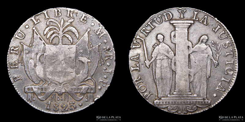 Perú. 8 Reales 1823 JP. Perú Libre. Ceca de Lima. Plata 903; 38mm; 27.10g. KM136...