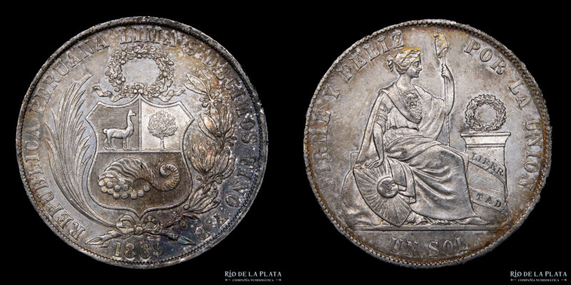 Peru. 1 Sol 1869 YB. Plata 900; 37mm; 24.99g. KM196.3 (XF)

Estimate: USD 40 -...