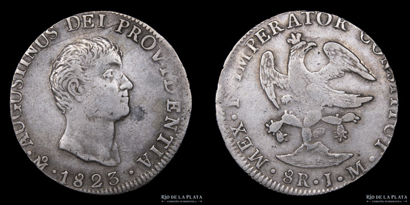 México. 8 Reales 1823 JM. Agustín Iturbide. Plata 903; 38.5mm; 26.90g; KM 310 (V...