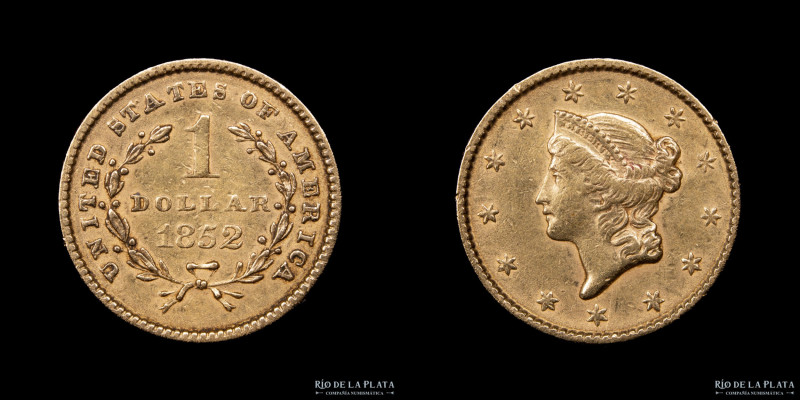 USA. 1 Dollar 1852. Liberty Head. Oro 900; 13mm; 1.65g. KM73 (UNC)

Estimate: ...