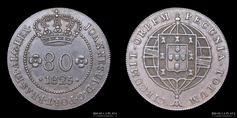 Saint Thomas & Prince. 80 Reis 1825. Lisboa mint. Cobre; 35.0mm; 14.44g. KM F1 (...
