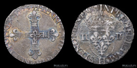 Francia. Henry III. 1/4 Ecu 1579 H La Rochelle. Dy1133