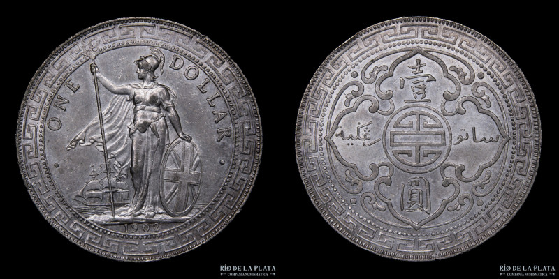 Gran Bretaña, Edward VII (1901-1910) 1 Dollar 1902 B (British Trade Dollar) Bomb...