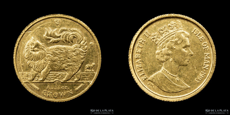 Isle of Man. 1/25 Crown 1993. Serie Gatos. Oro; 14.0mm; 1.28g. KM349 (VF)

Est...