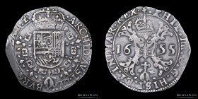 Paises Bajos Españoles. Philip IV. 1/2 Patagon 1655. KM33