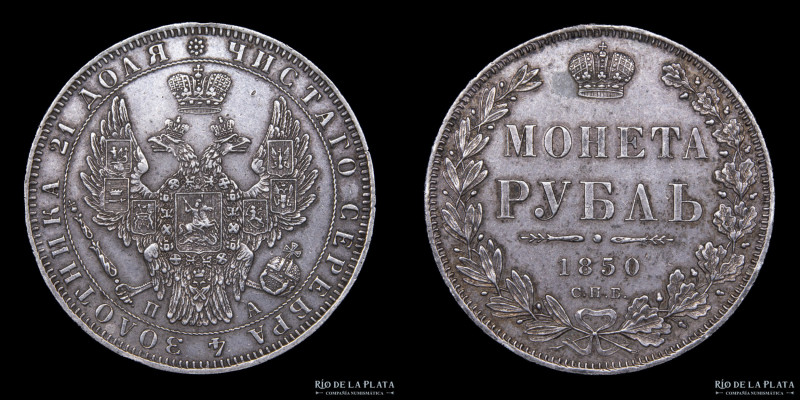 Rusia. Nikolai I (1826-1855) 1 Rublo 1850. Ceca de San Petersburgo. Plata 868; 3...