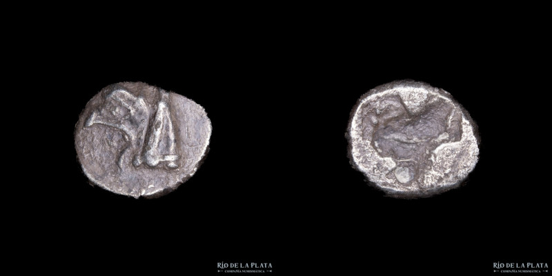 Phokaia, Ionia (521-478BC) Obol. Silver; 9mm; 0.69g. A: Head of griffin to left....