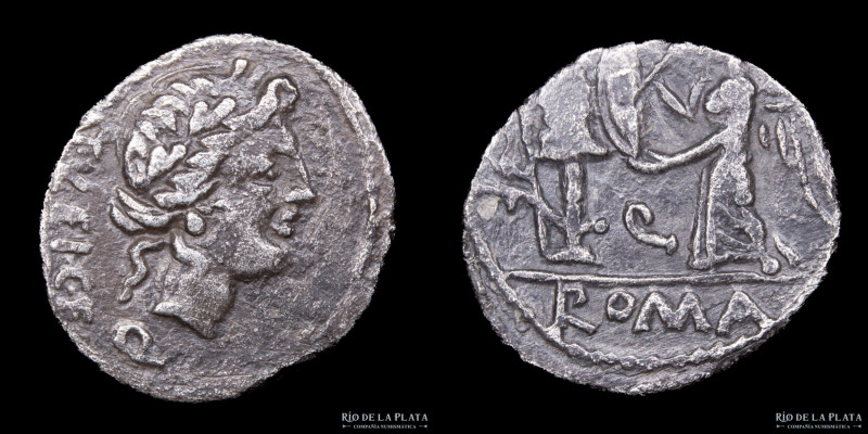 Republic. C. Egnatuleius (97BC) Quinarius. Rome mint. Silver; 1.62g. A: C EGNATV...