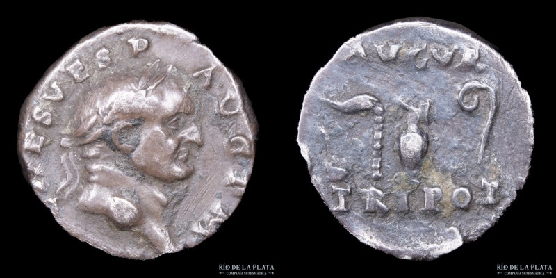 Vespasian (69-79AD) Denarius. Rome mint, struck 71AD. Silver; 11mm; 3.11g. A: IM...