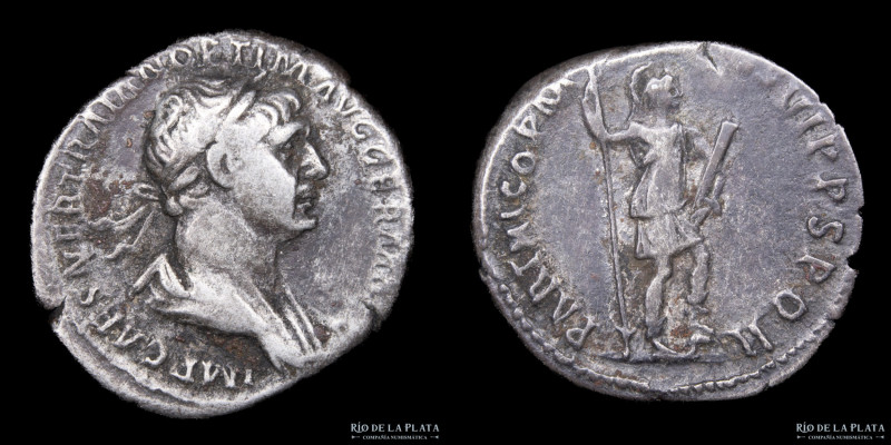 Trajan (98-117AD) Denarius. Rome mint, struck 114-117AD. Silver; 18mm; 3.34g. A:...