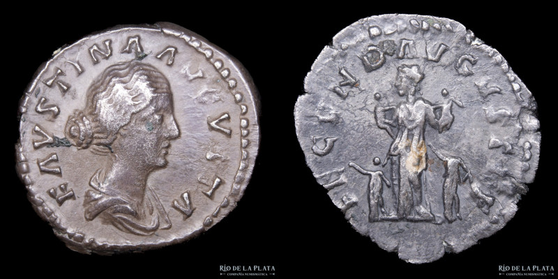 Faustina II (146-176AD) Denarius. Rome mint. Silver; 18mm; 3.27g. A: FAVSTINA AV...