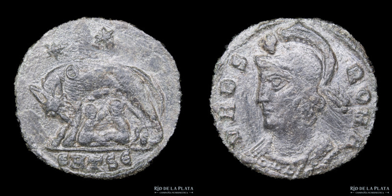 Constantine I (307-337AD) Urbs Roma. Commemorative Series. Nummus. Bronze; 16.5m...