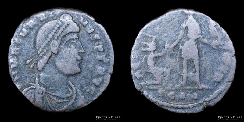 Magnus Maximus (383-388 AD) Maiorina, Arelate mint. Bronze; 22mm; 4.92g. A: D N ...