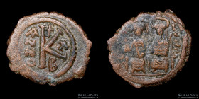 Byzantine. Justin II with Sophia (565-578AD) AE 1/2 Follis