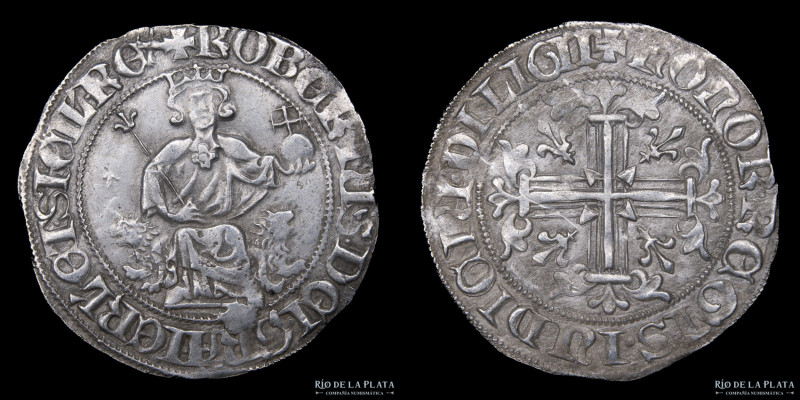 Kingdom of Naples. Robert d’Anjou (1309-1343) Carlin. Silver; 27mm; 3.94g. A: + ...