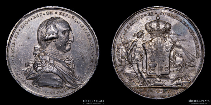 México. Carlos IV (1788-1808) Proclama del Consulado de México 1789. Grabador: G...