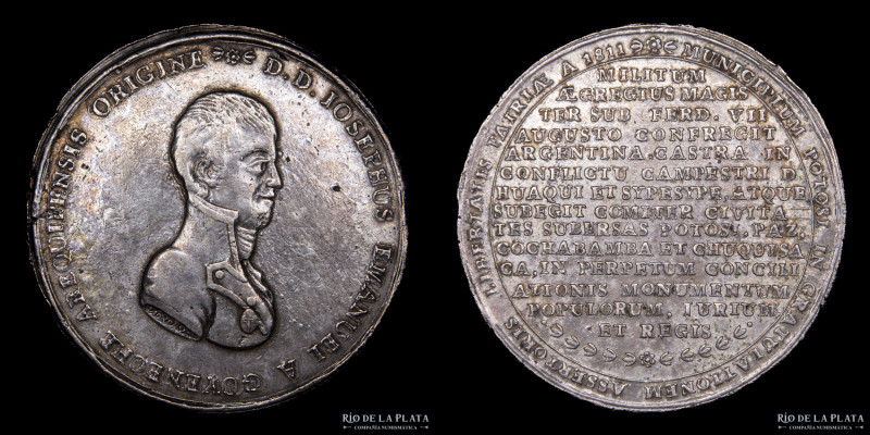 Potosí. Fernando VII. 1811. Tamaño 10 Reales. Plata 896; 42mm; 41.56g. Al Genera...